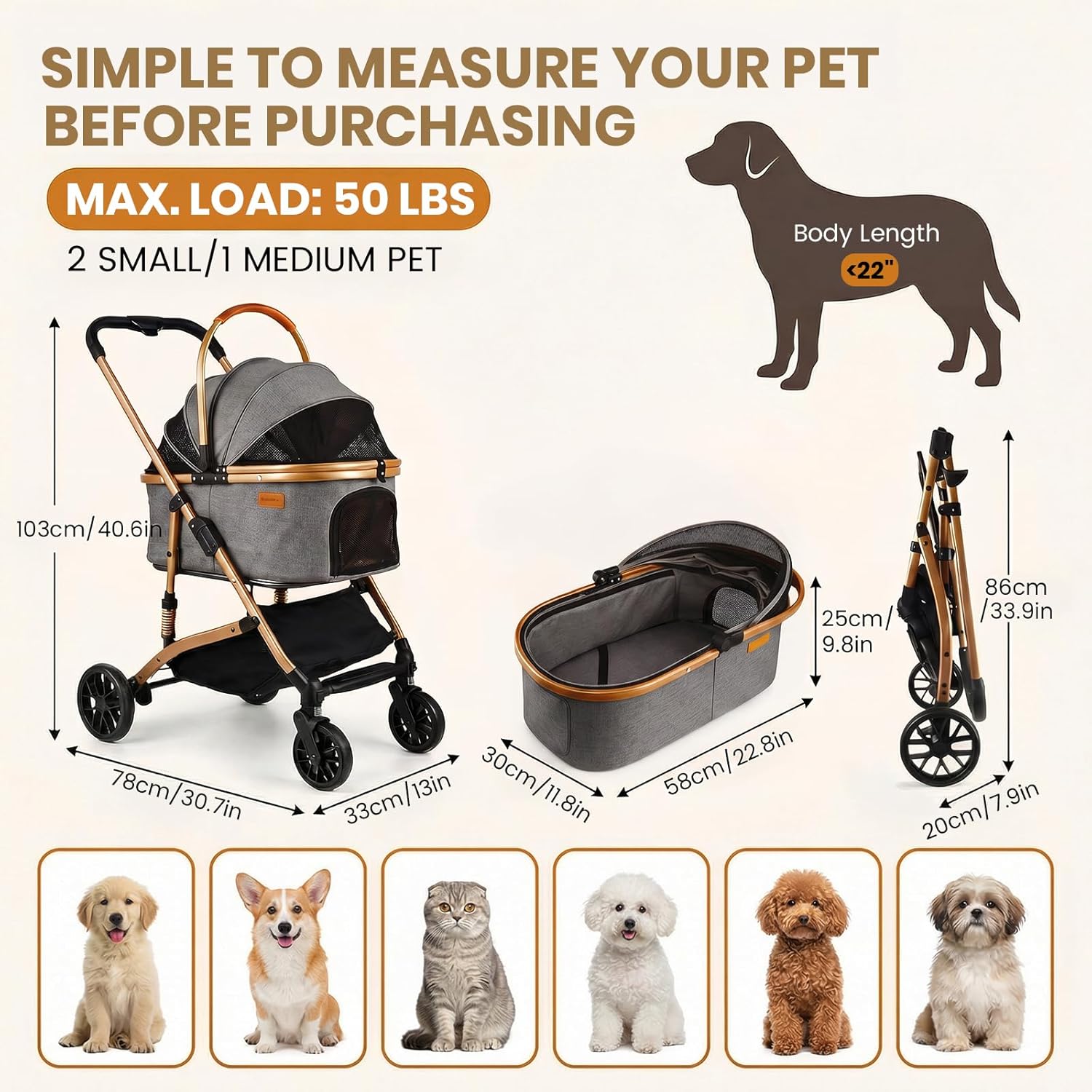 Smooth-Ride Pet Stroller Combo