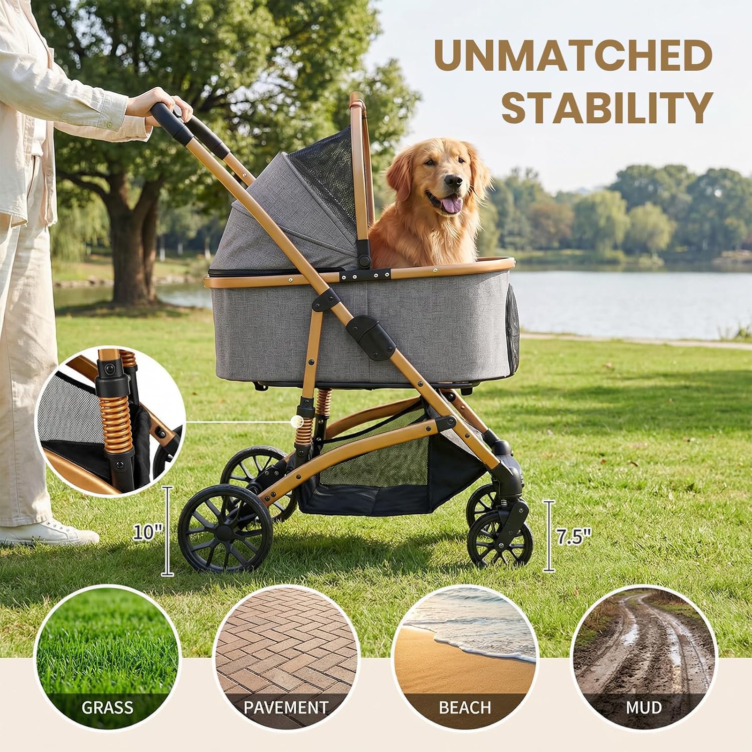 Smooth-Ride Pet Stroller Combo